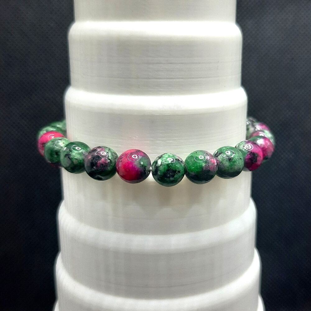Artisan Ruby Zoisite Stretch Bracelet Anyolite Gemstone Beaded Stacking 8mm NEW
